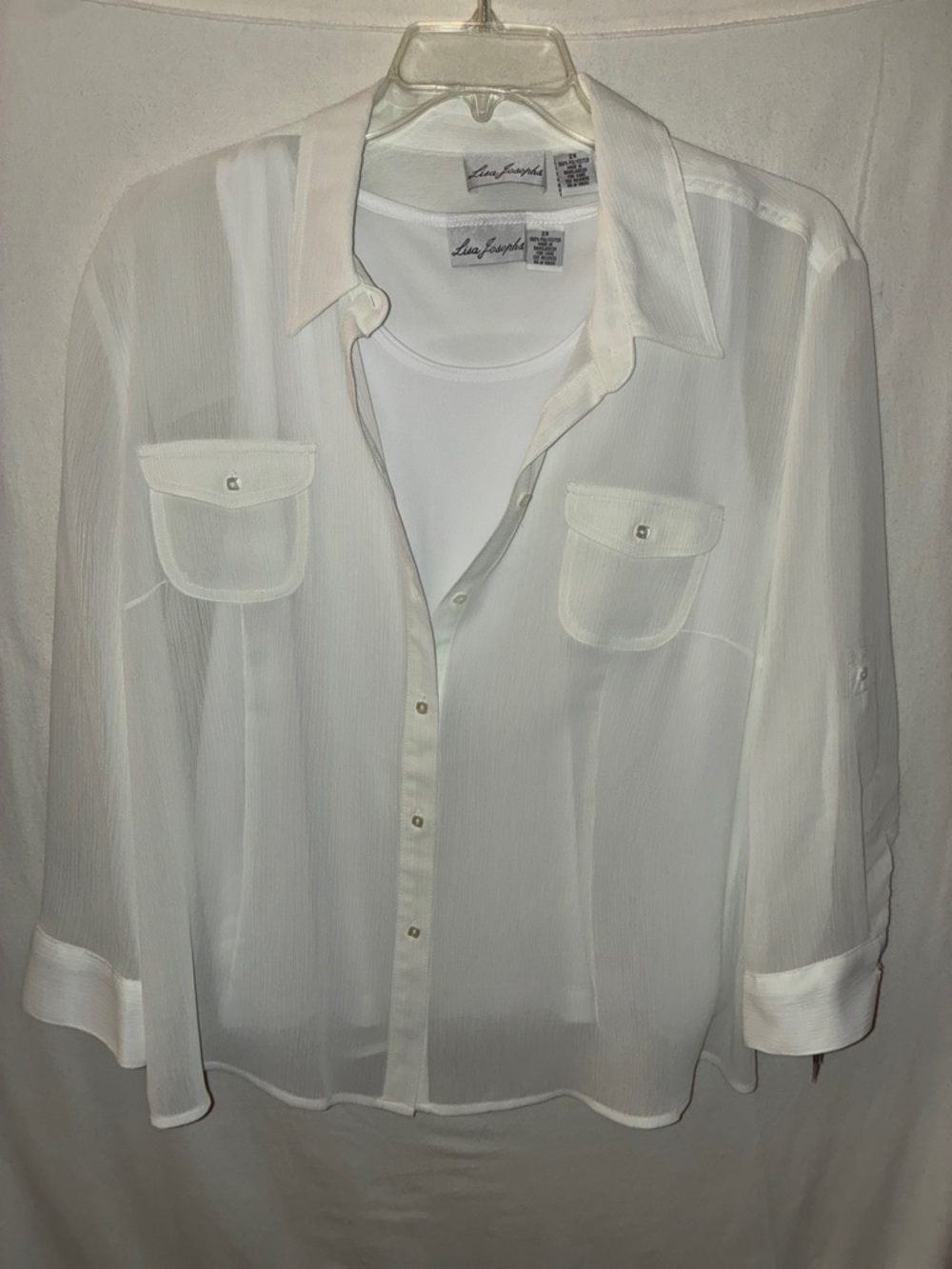 Lisa Josephs White Sheer Button-Up Blouse and tank